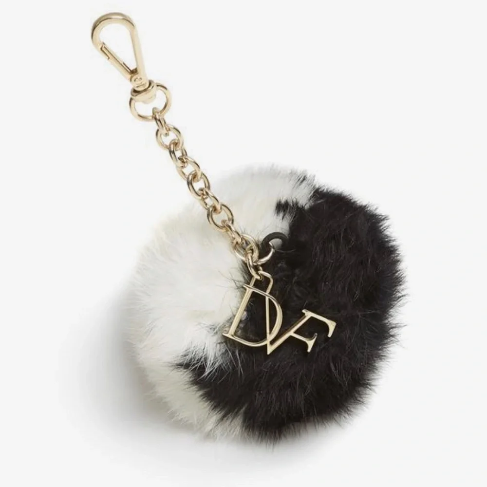DIANE VON FURSTENBERG FOX FUR POM POM PURSE CHARM